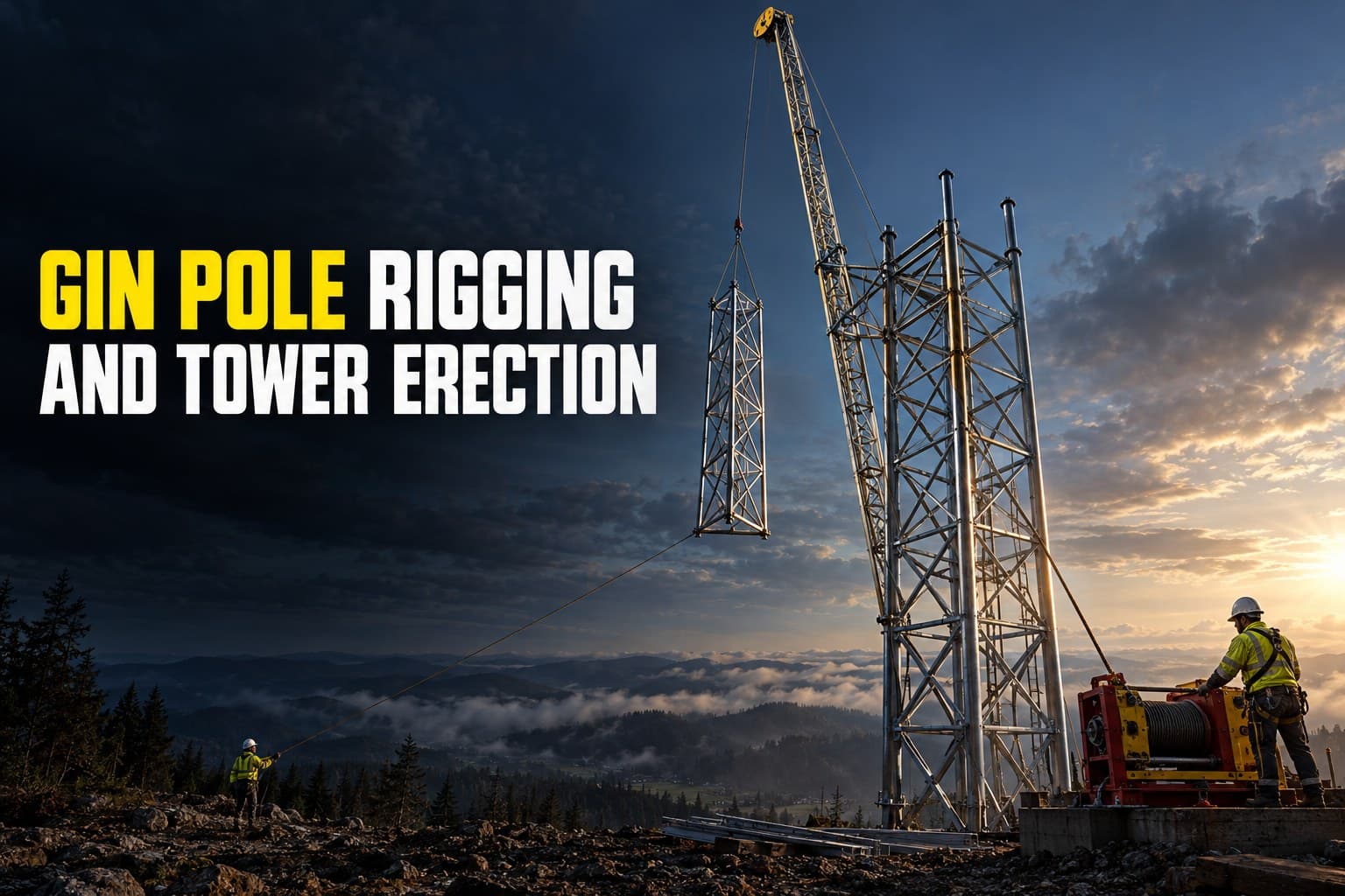 Gin Pole Rigging & Tower Erection